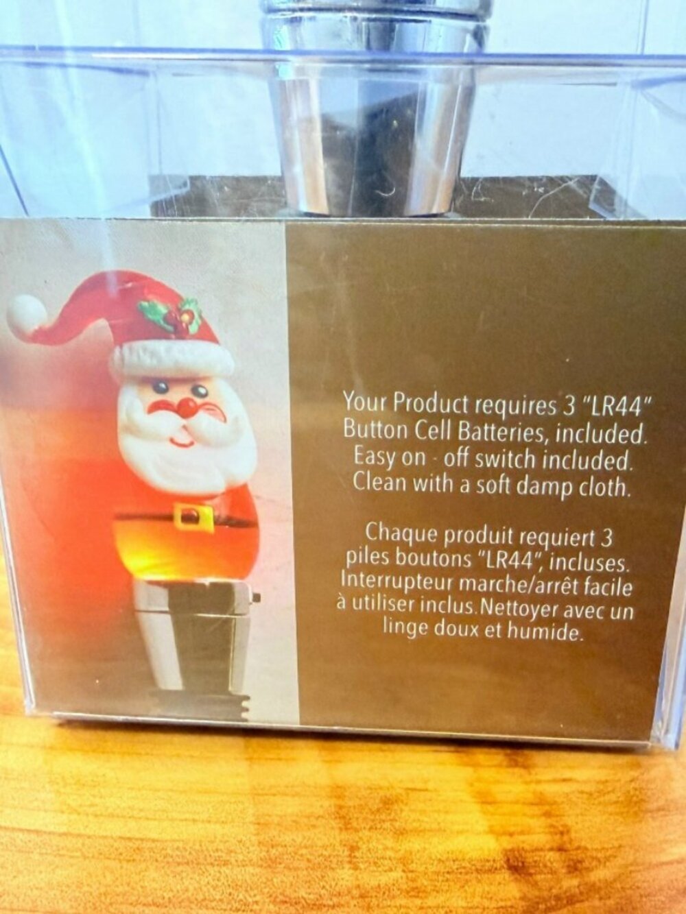 Pier1 LED Bottle Stopper Holiday Christmas Glass Santa. - Picture 4 of 5